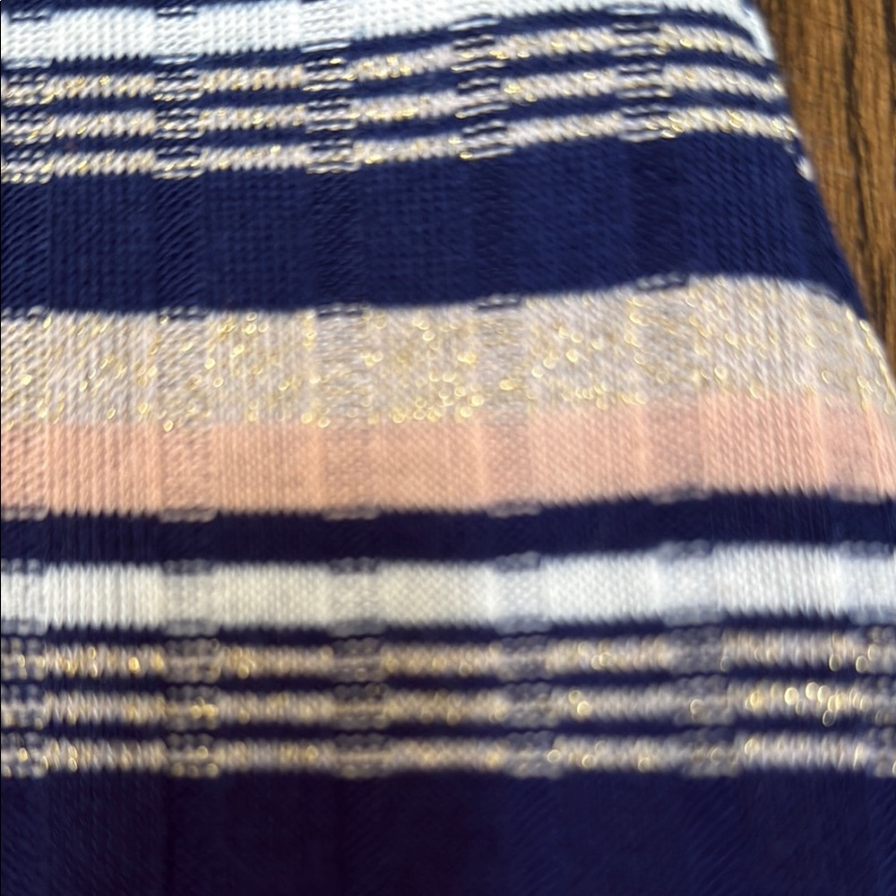 Miami Asymmetrical Striped Gold Sparkle White and Blue - Picture 2 of 6